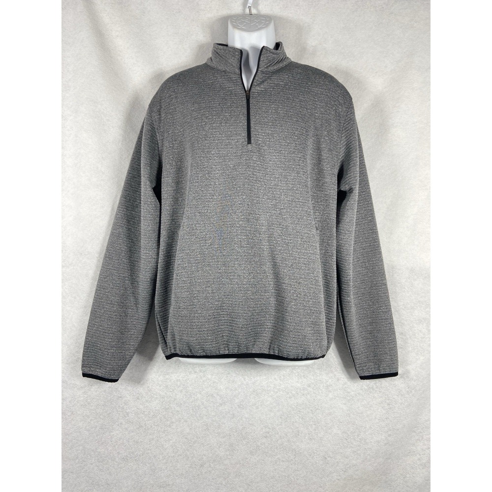 Donald Ross Pullover Mens Large Gray Pullover 1/4 Zip Long Sleeve Quilted